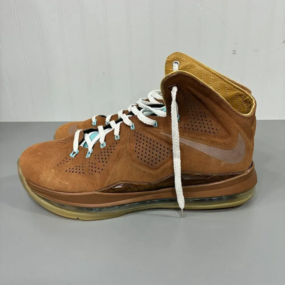 Nike LeBron 10 X EXT QS Hazelnut Brown Suede Size 13 607078-200 LeBronX Sneaker